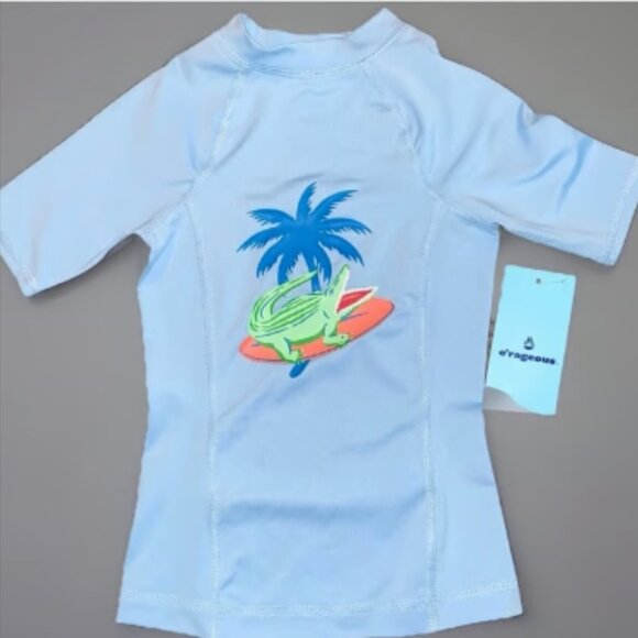 Boys O'Rageous Rashguard XXS 4/5 Blue Alligator UPF 50 Sun  Protection NWT - Picture 2 of 5